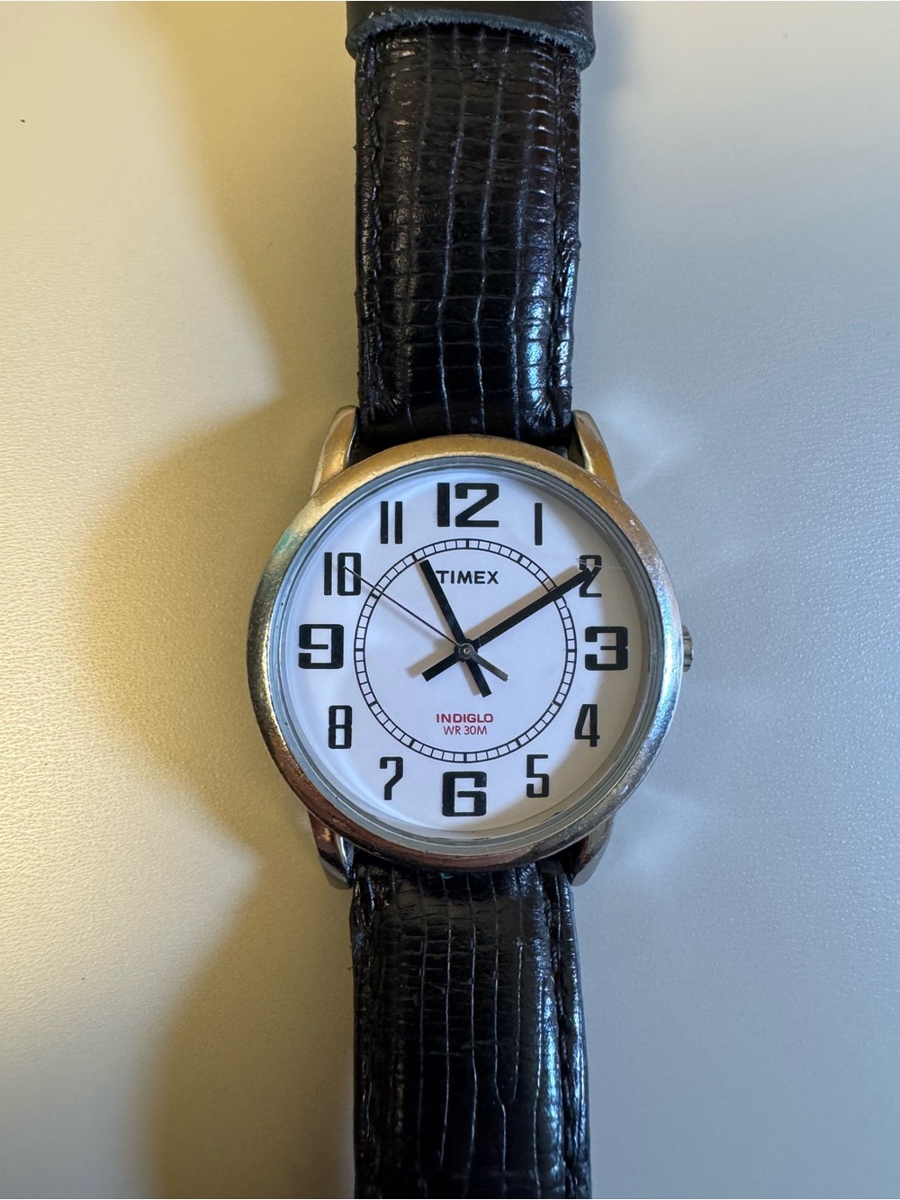 Timex Men’s Black Strap White Dial Indiglo WR Watch - Picture 3 of 6
